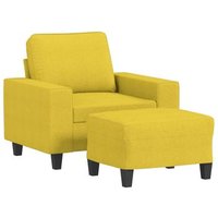 Sillón De Salón Con Taburete Tela Amarillo Claro 60 Cm