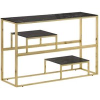 Mesa Auxiliar Acero Inoxidable y Vidrio Templado Dorado CFW771485