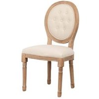 Silla Medallón Capitoné Patas de Madera 48x48x96cm