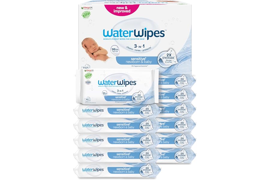 Cuchillas de Limpieza WaterWipes Sensitive+ para Recién Nacidos y Bebés, 720 Unidades