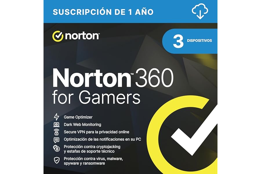 Norton 360 para Gamers 2025 - Antivirus 3 Dispositivos - 1 año