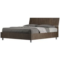 Cama con somier de 160x200 con cabecera inclinada nogal