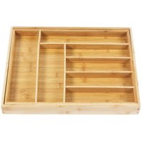 Organizador de Bambú Extensible para Cubiertos y Utensilios de Cocina
