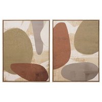 Set 2 Cuadros Con Relieve Marco Marron