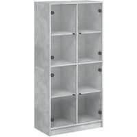 Aparador Alto Madera Gris Hormigón 68x37x142 Cm