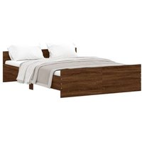 Estructura de cama con cabecero piecero de roble 135x190 cm