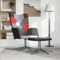 Silla de relajación con reposapiés de tela patchwork