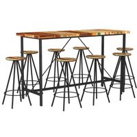 Set de Muebles de Bar 9 Piezas Madera Maciza Reciclada Vidaxl