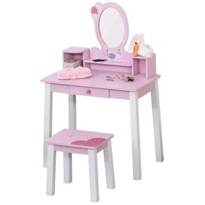 Tocador Infantil con Taburete y Espejo HomCom Tocador Infantil con Taburete y Espejo HomCom