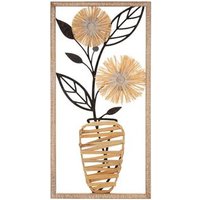 Panel De Pared Jarrón De Hierro/madera 40 X 3,5 X 80 Cm