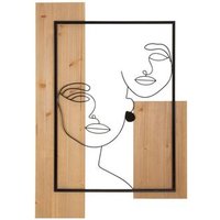 Panel Decorativo de Pared con Figuras de Hierro y Madera
