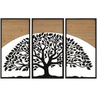 Set 3 Paneles Decorativos Arco Hierro y Madera 105x70 cm