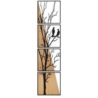 Juego de 4 paneles de pared decorativos de madera con diseño de pájaros