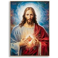 Pintura sobre lienzo lacado "Jesús" con marco
