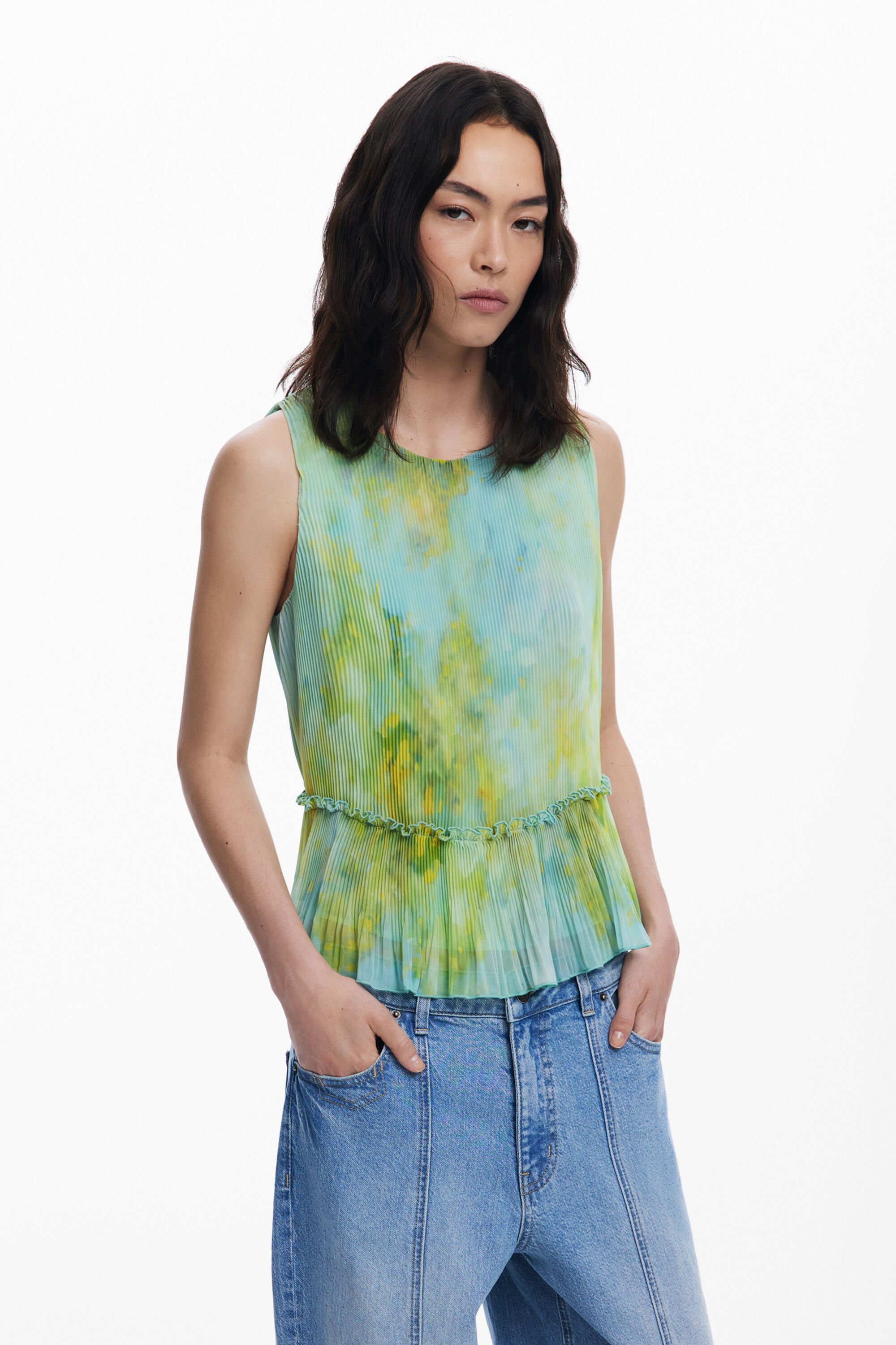 Desigual Blusa Plisados Volante Desigual Blusa Plisados Volante