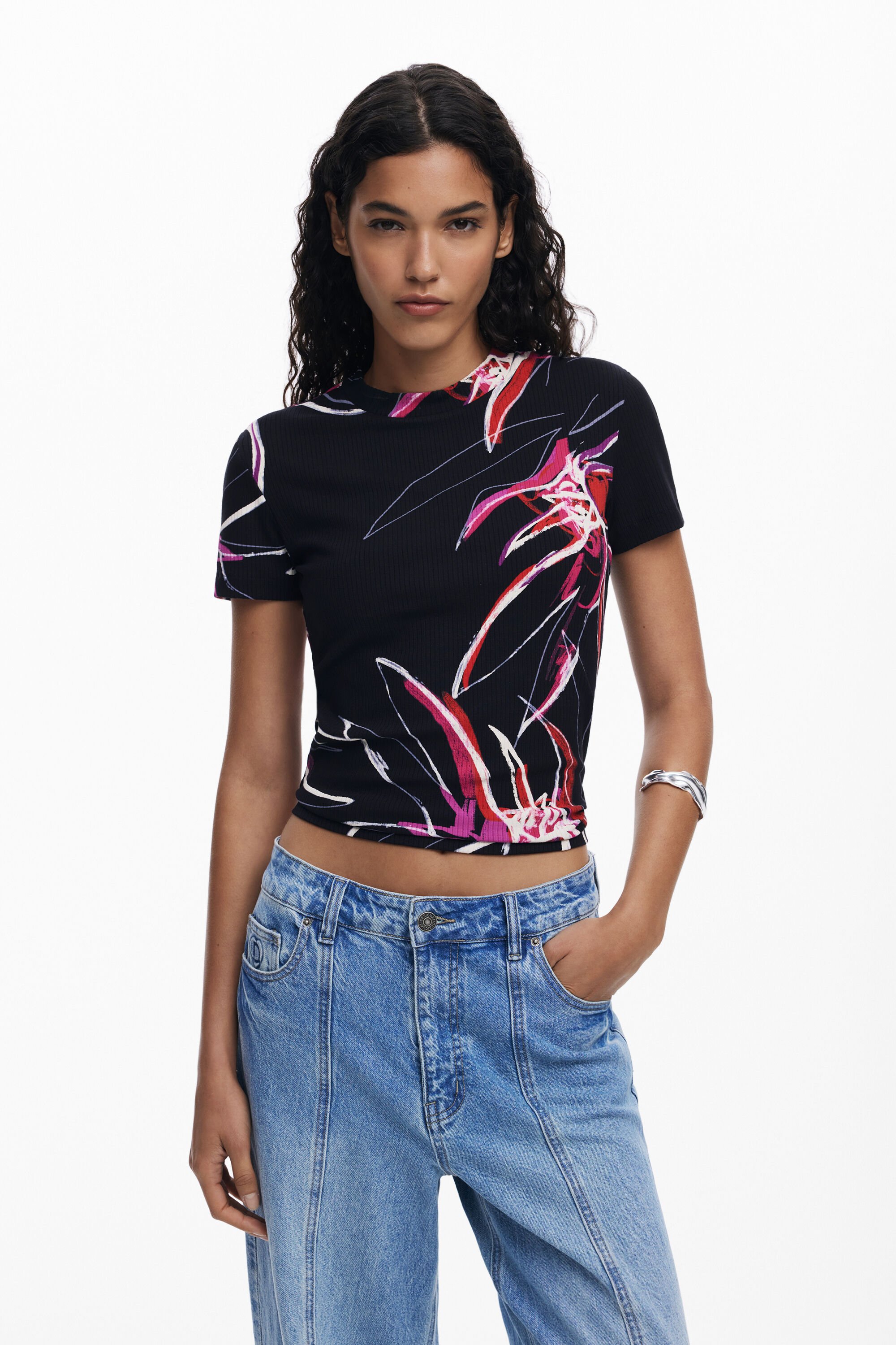 Camiseta flores abstractas Desigual para hombre