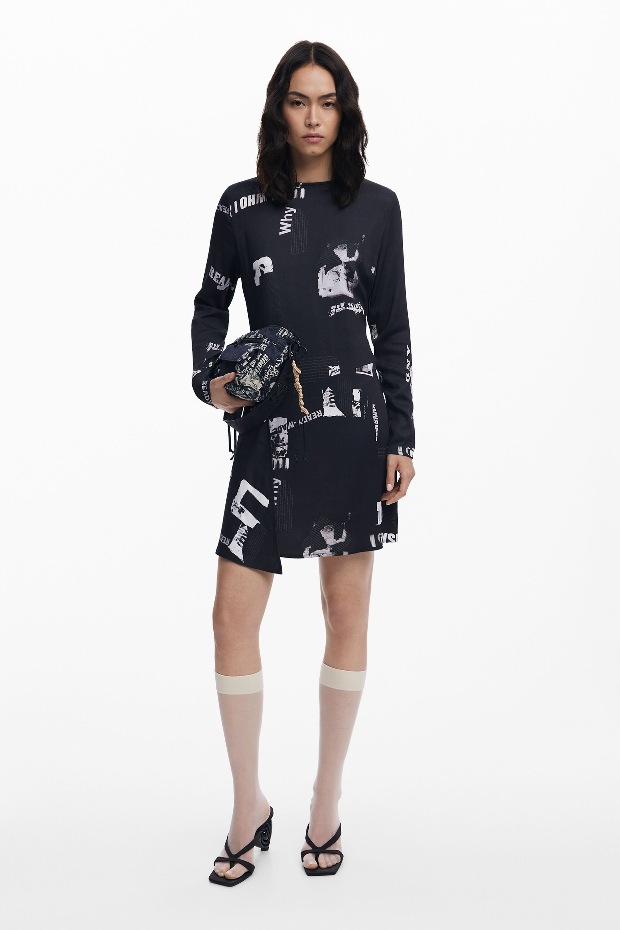 Vestido Desigual de periódico corto para hombre