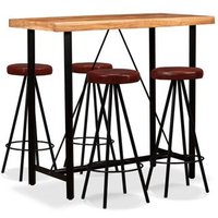 Muebles de Bar Vidaxl 5 Piezas Madera Maciza Acacia y Cuero Genuino Muebles de Bar Vidaxl 5 Piezas Madera Maciza Acacia y Cuero Genuino