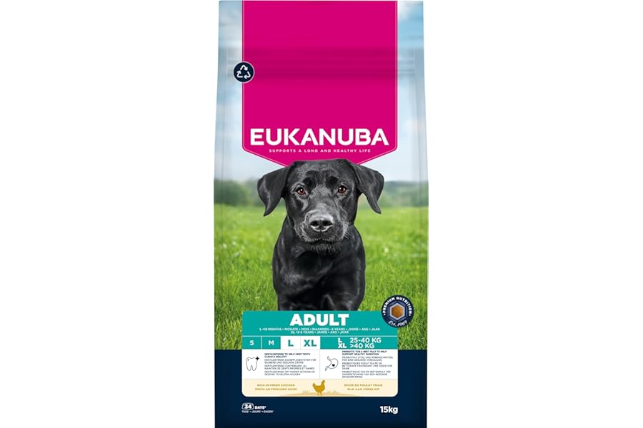 Eukanuba Alimento Seco para Perros Adultos de Raza Grande con Pollo Fresco, 15 kg