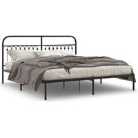 Estructura de Cama Doble con Cabecero Metal Negro 183x213 Cm
