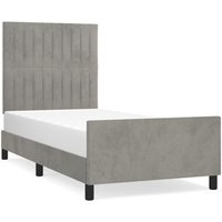 Cama Individual con Cabecero Terciopelo Gris Claro 80x200 Cm
