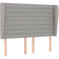 Cabecero Cama con Orejas de Tela Gris Claro