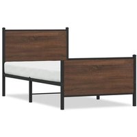 Cama Individual Metálica Marrón Roble 100x200 Cm