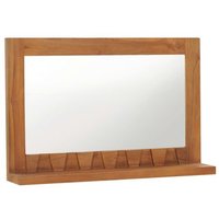 Espejo de Pared con Estante de Teca 60x12x40 cm