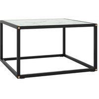 Mesa de Centro Rogal Negra con Vidrio de Mármol Blanco 60x60x35 Cm