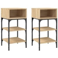 Mesita de Noche 2 Unidades Madera Roble Sonoma 35x34.5x70 Cm