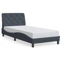 Cama Individual con Cabecero Terciopelo Gris Oscuro 90x200cm