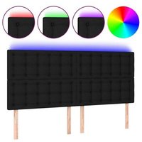 Cabecero Cama Panel LED Tela Negro 180x5x118/128 Cm