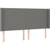 Cabecero de Cama "Orejas" Tapizado Tela Gris Oscuro 203x16x118/128 Cm