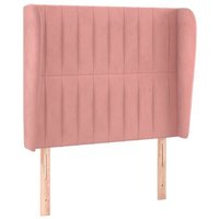 Cabecero de Cama Terciopelo Rosa con Orejas 83x23x118/128 cm